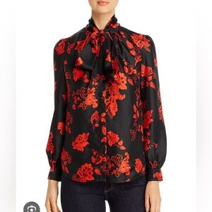 Tory Burch 100% Silk Bow Blouse Top